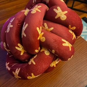 Red Knot Pillow with Gingerbread Print